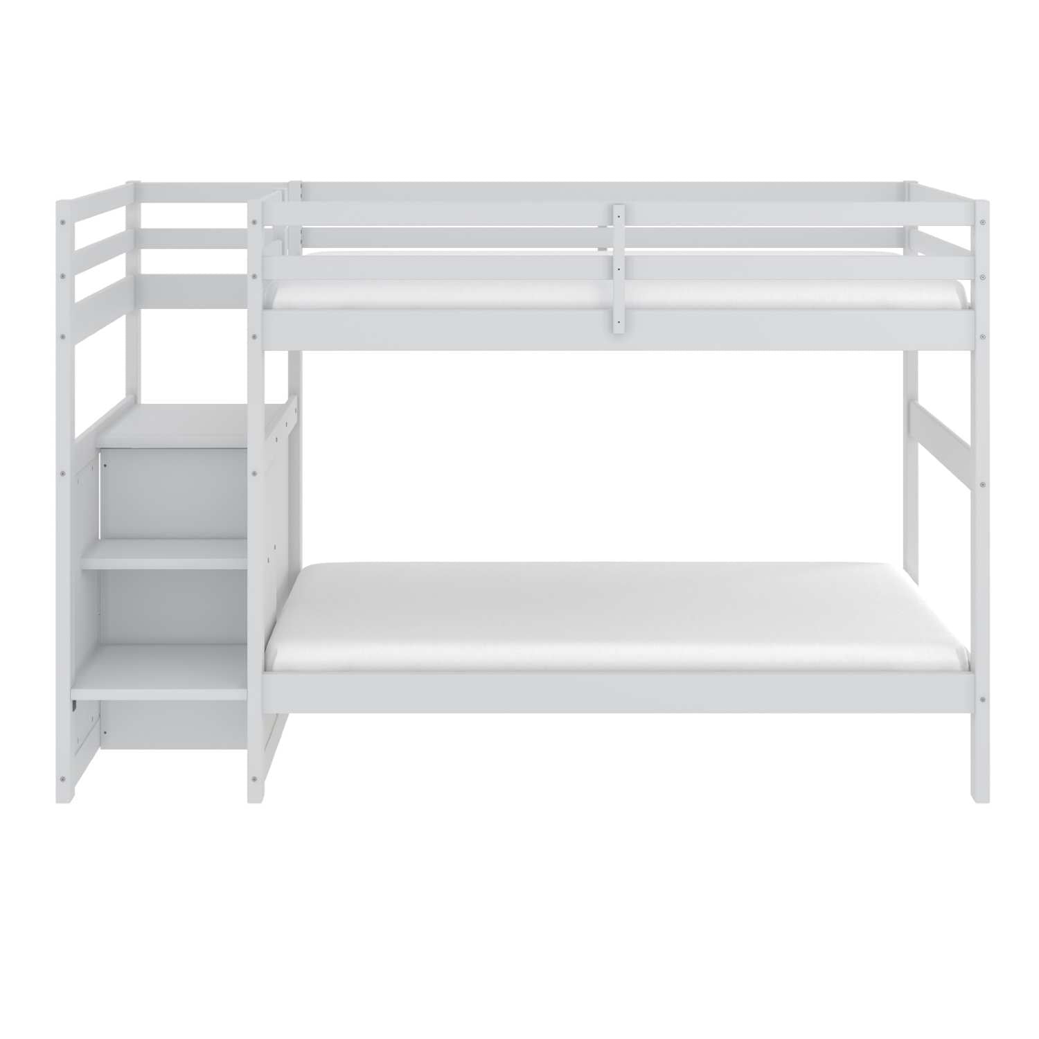 White Wooden Stairway Single Bunk Bed 2005