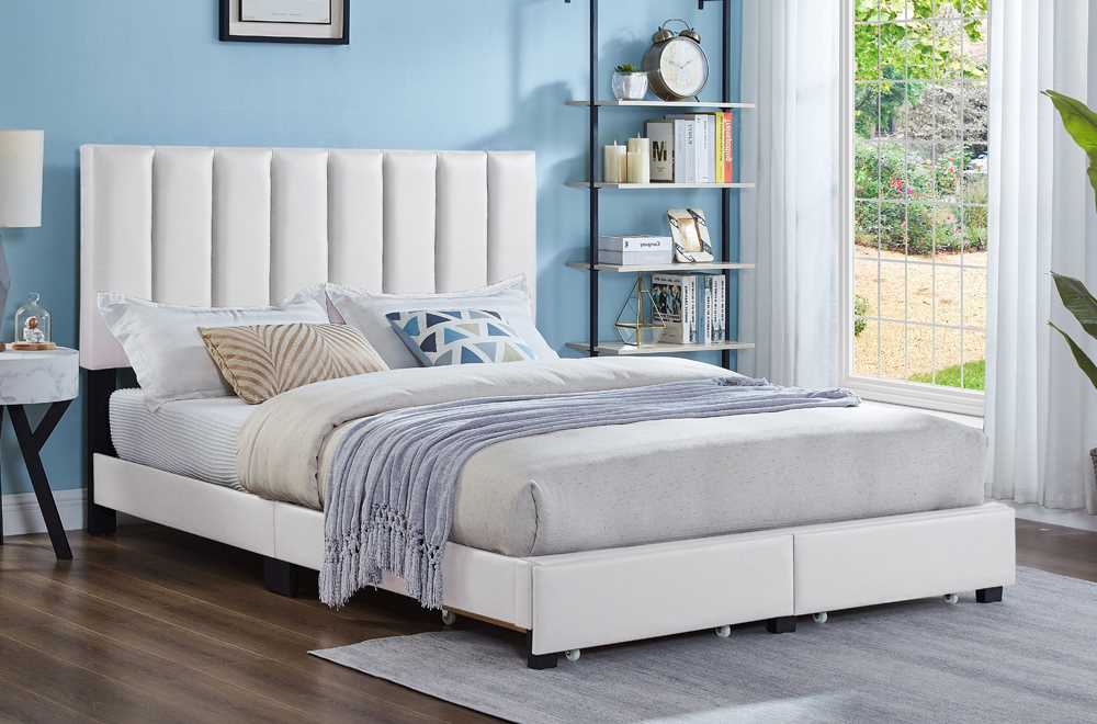 White Platform Storage Bed 2120