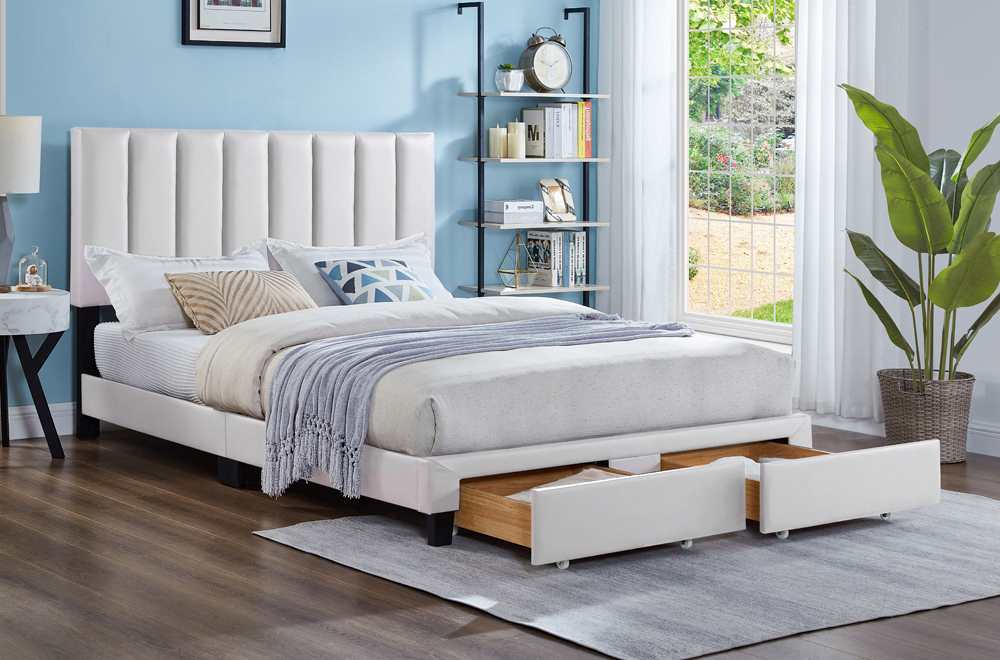 White Platform Storage Bed 2120
