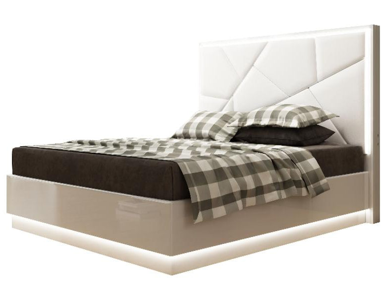 White Glossy 6PC Bedroom Set With LED Light 817