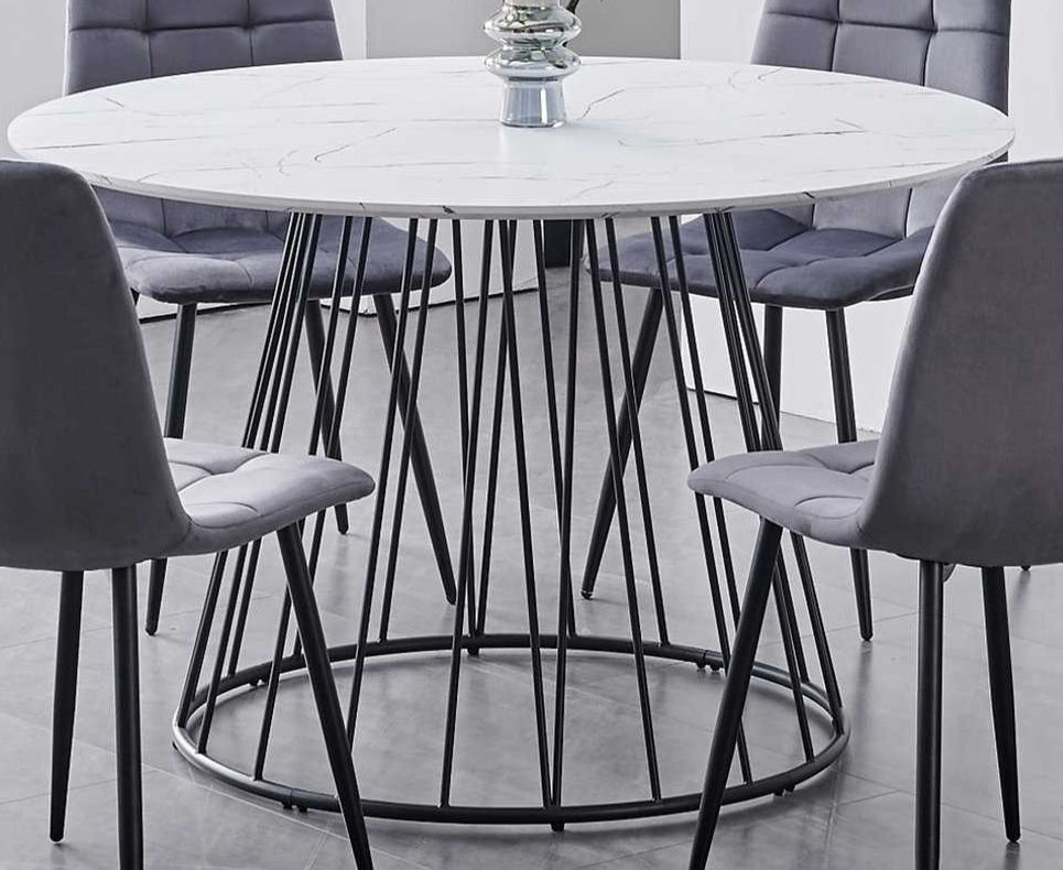 White Marble Veneer Top Table T-1590