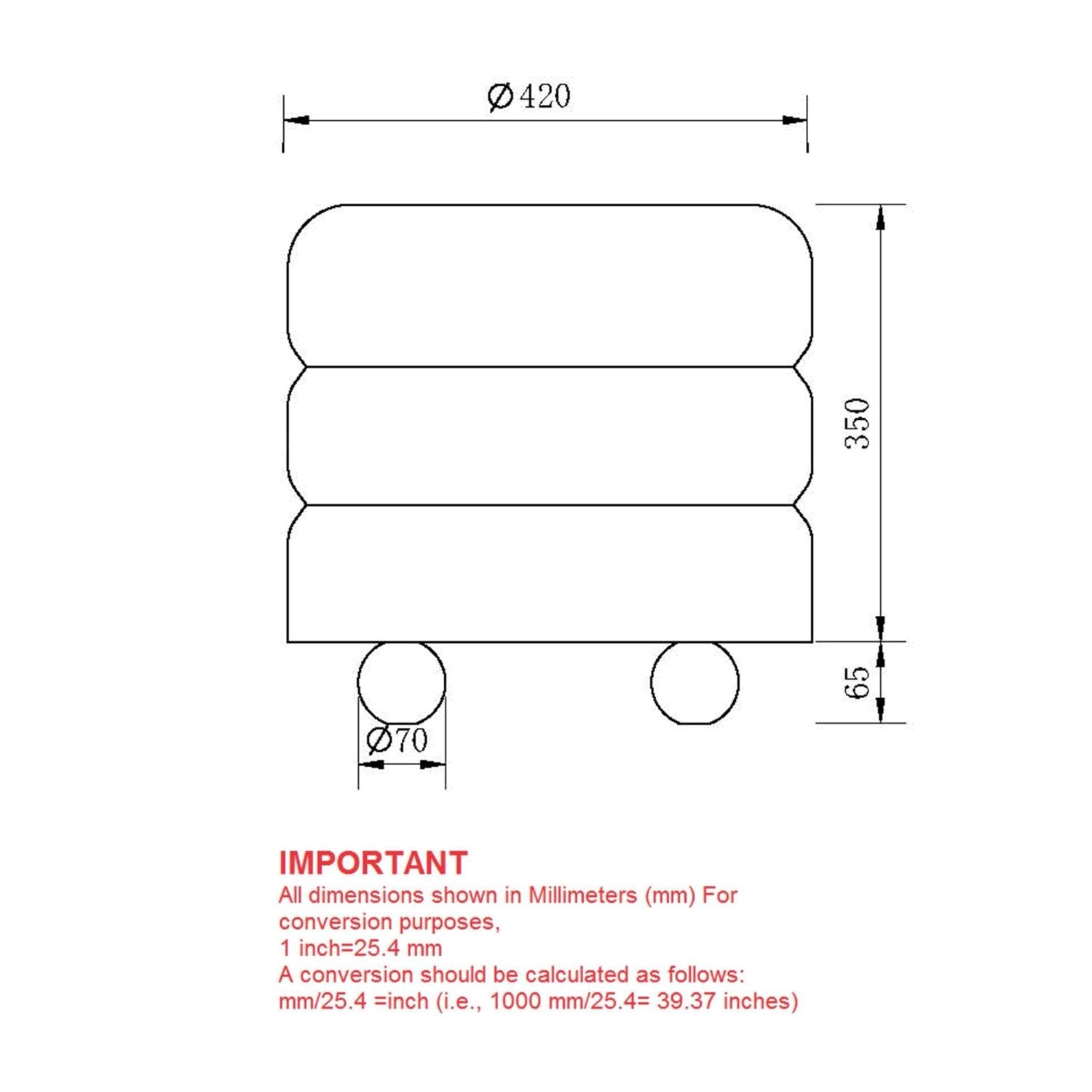 Willo Round Ottoman in Black 402-523BLK