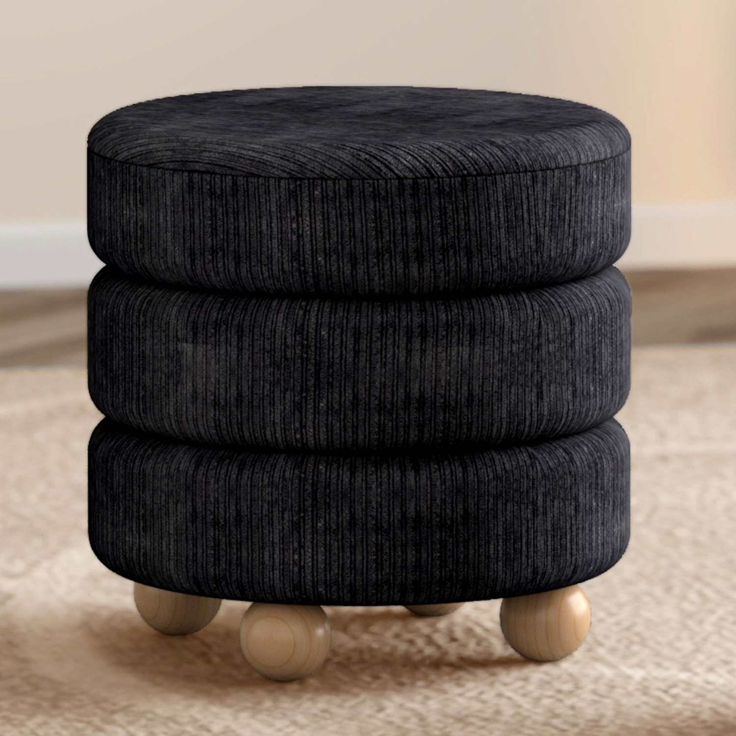 Willo Round Ottoman in Black 402-523BLK