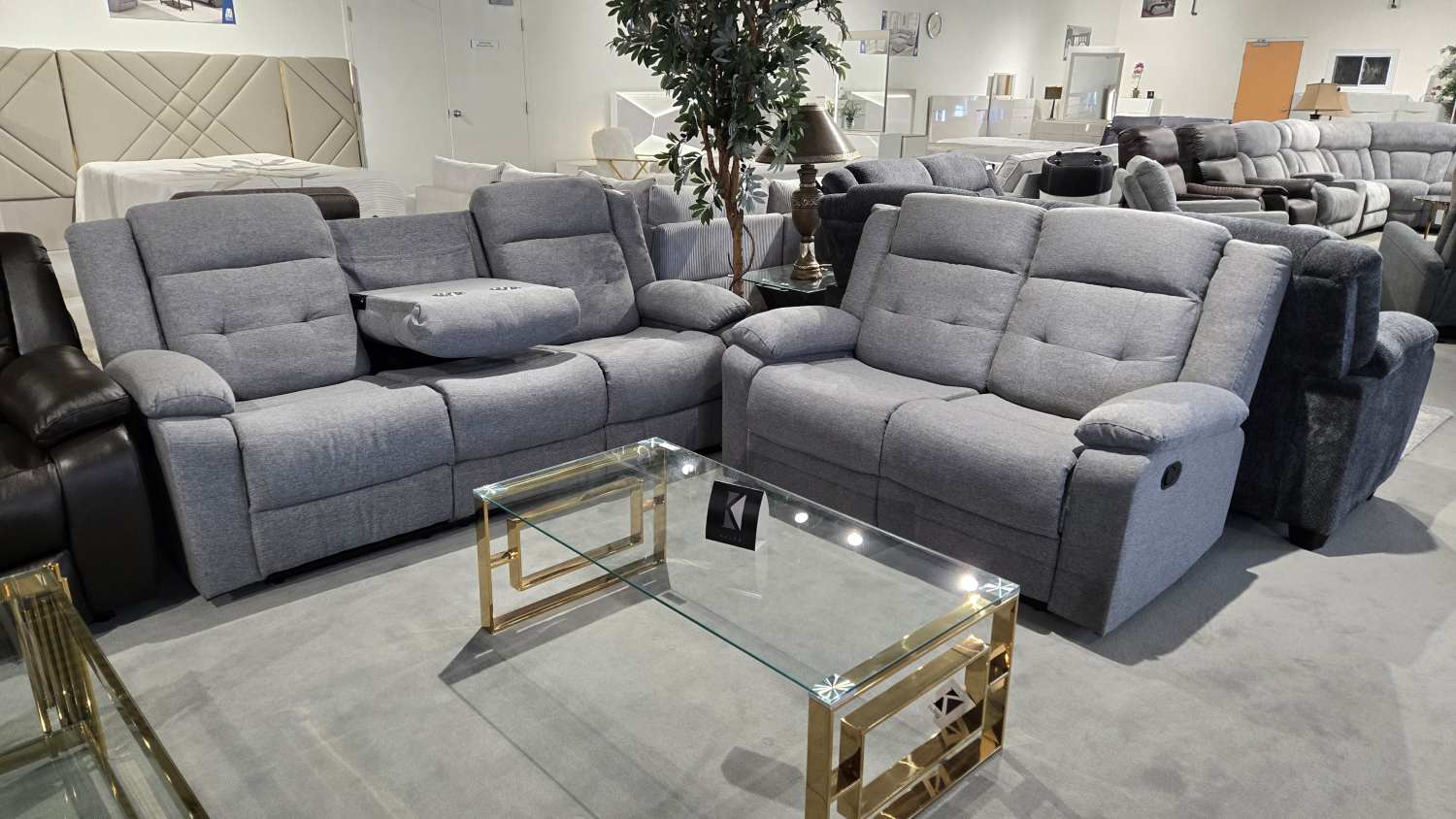 Winstone Grey Fabric Recliner Sofa Set 4965