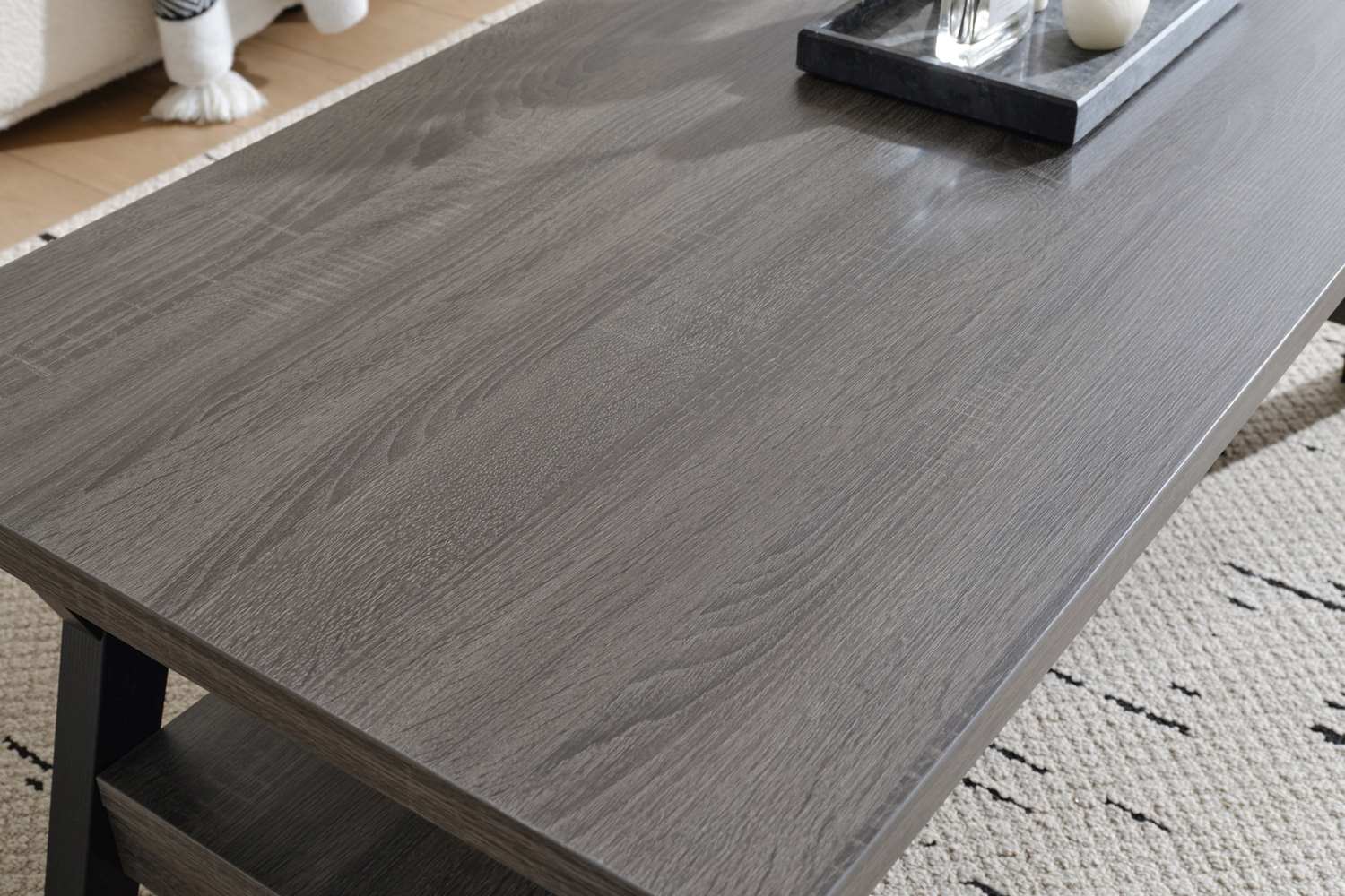 Wooden 3pc Coffee Table Set with Black Legs 3505