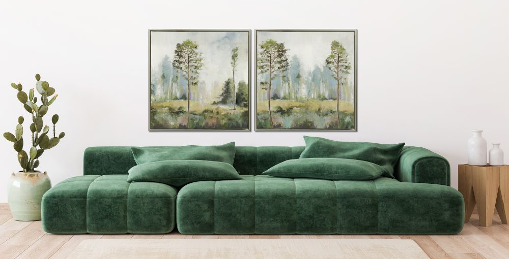 Tall Green Trees 2 PC Floating Frame