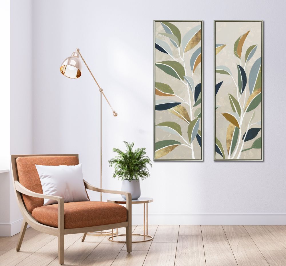 Golden Mosaic Leaves 2PC Floating Frame