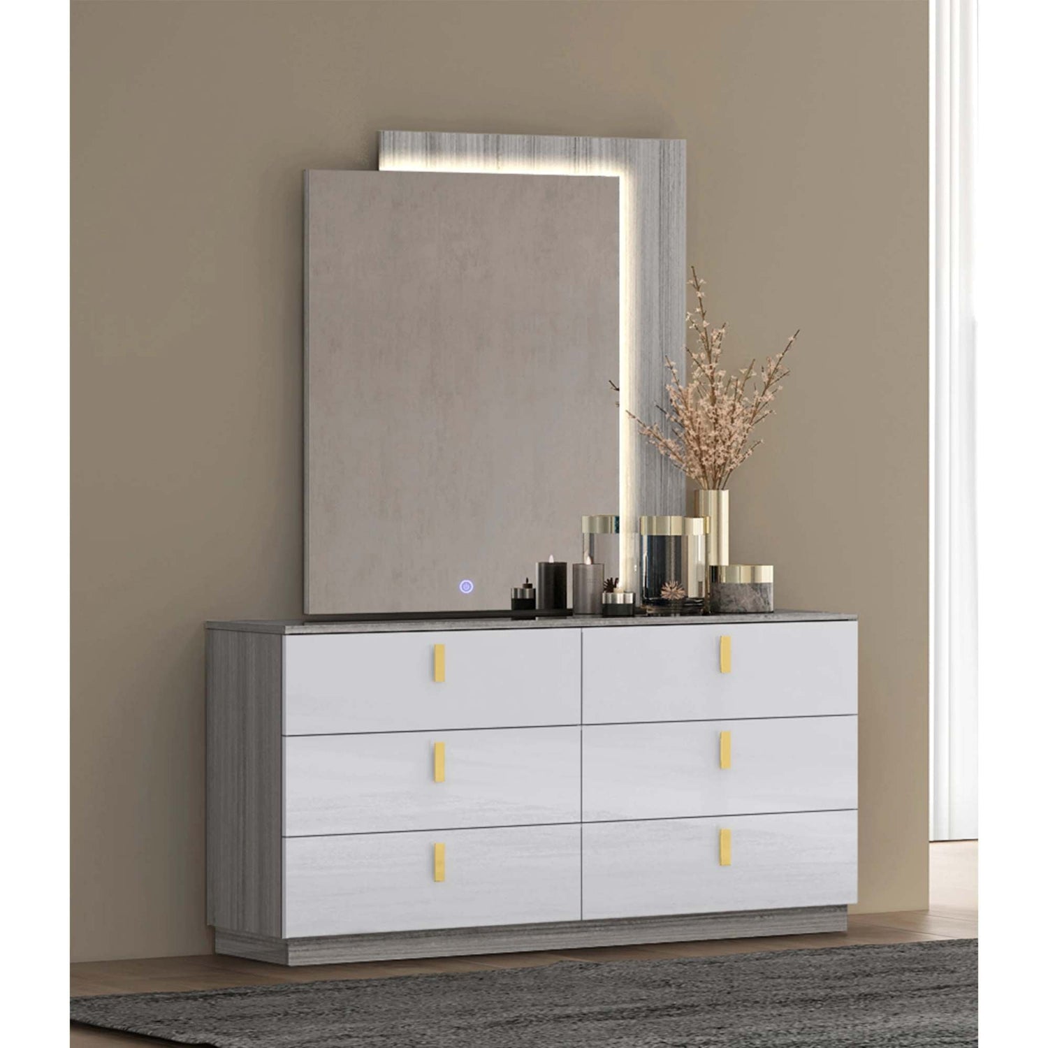 Blayne Grey Angly Lacquer Bedroom Set with Hydraulic Lift Storage Bed 1901