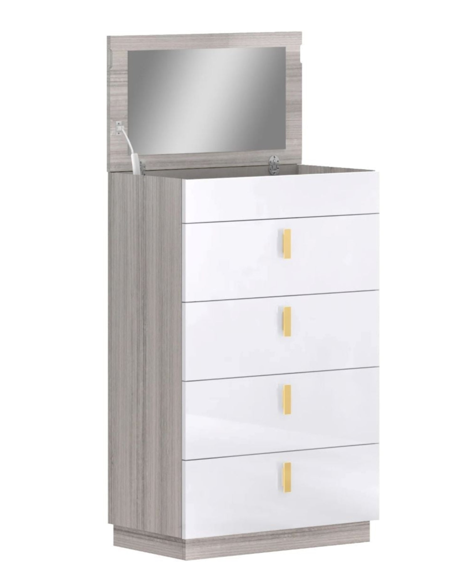 Blayne Grey Angly Lacquer Bedroom Set with Hydraulic Lift Storage Bed 1901