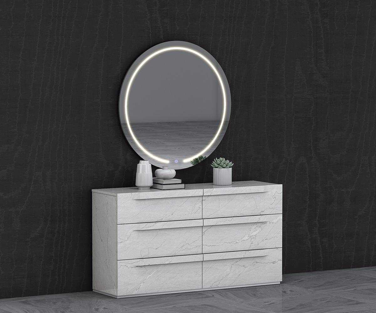 Zeke Platform 6 Drawer Dresser & Mirror White 109