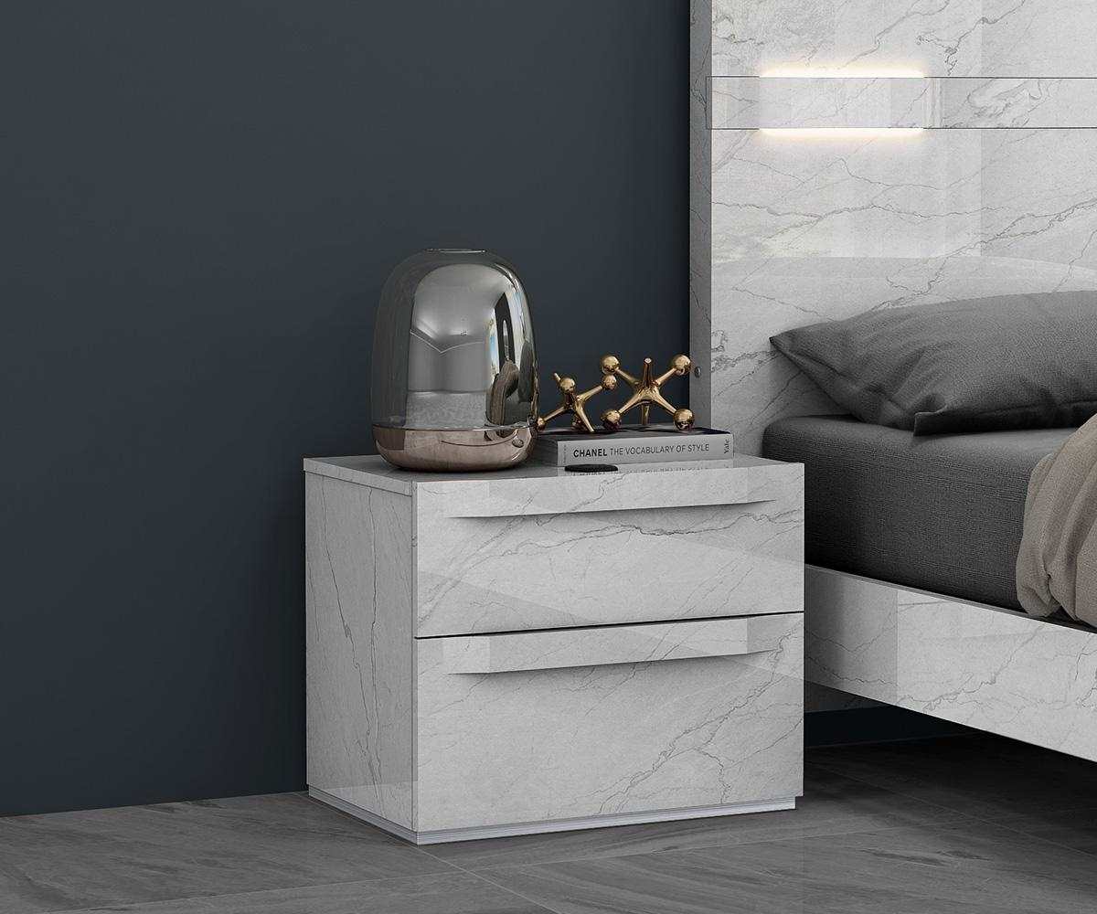 Zeke Platform 2 Drawer Night Stand With USB Port & Wireless Charger White 109