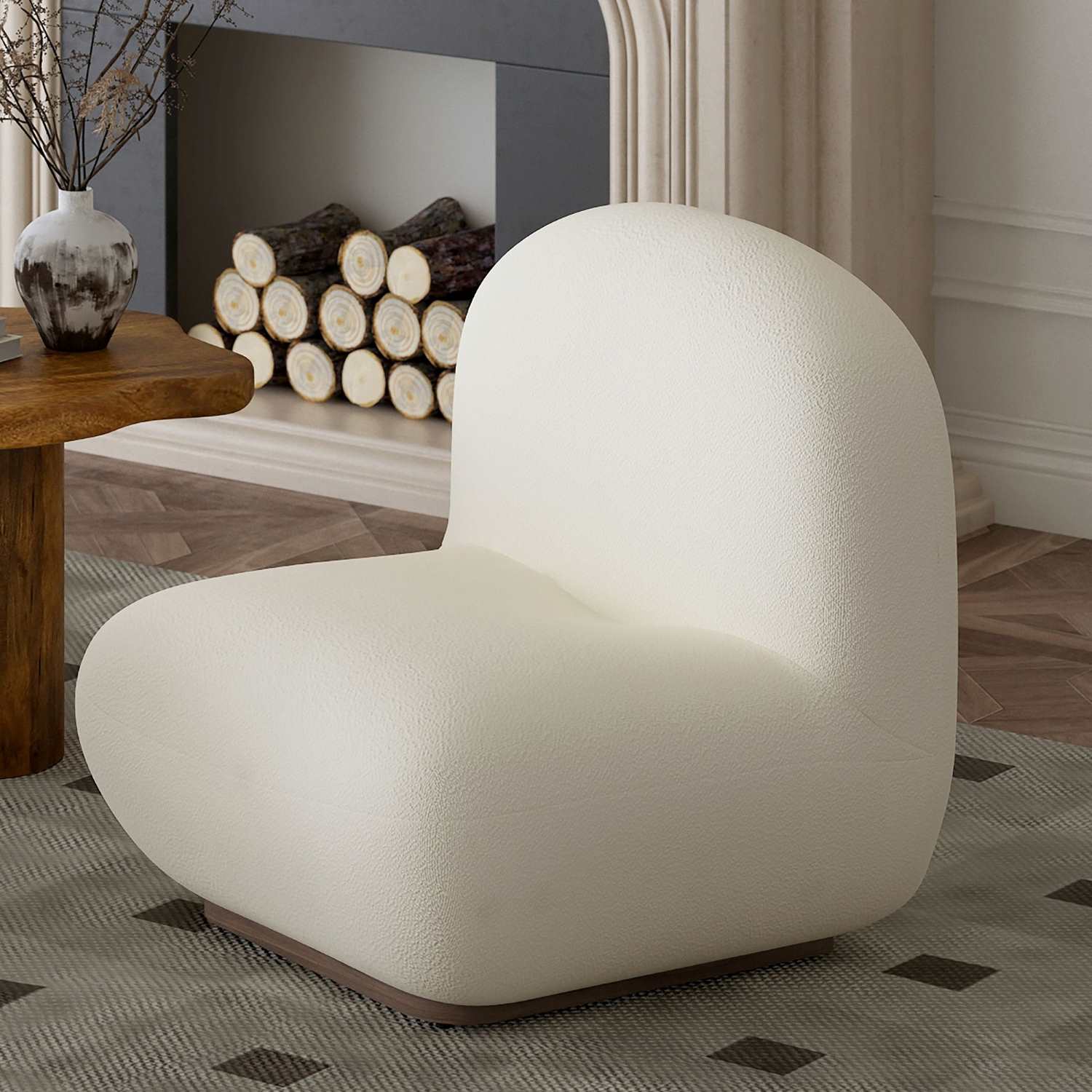 Zilano Accent Chair in Ivory Boucle 403-115IV