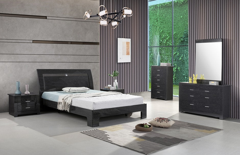 ( Discontinued ) Alice High Gloss Grey Night Stand