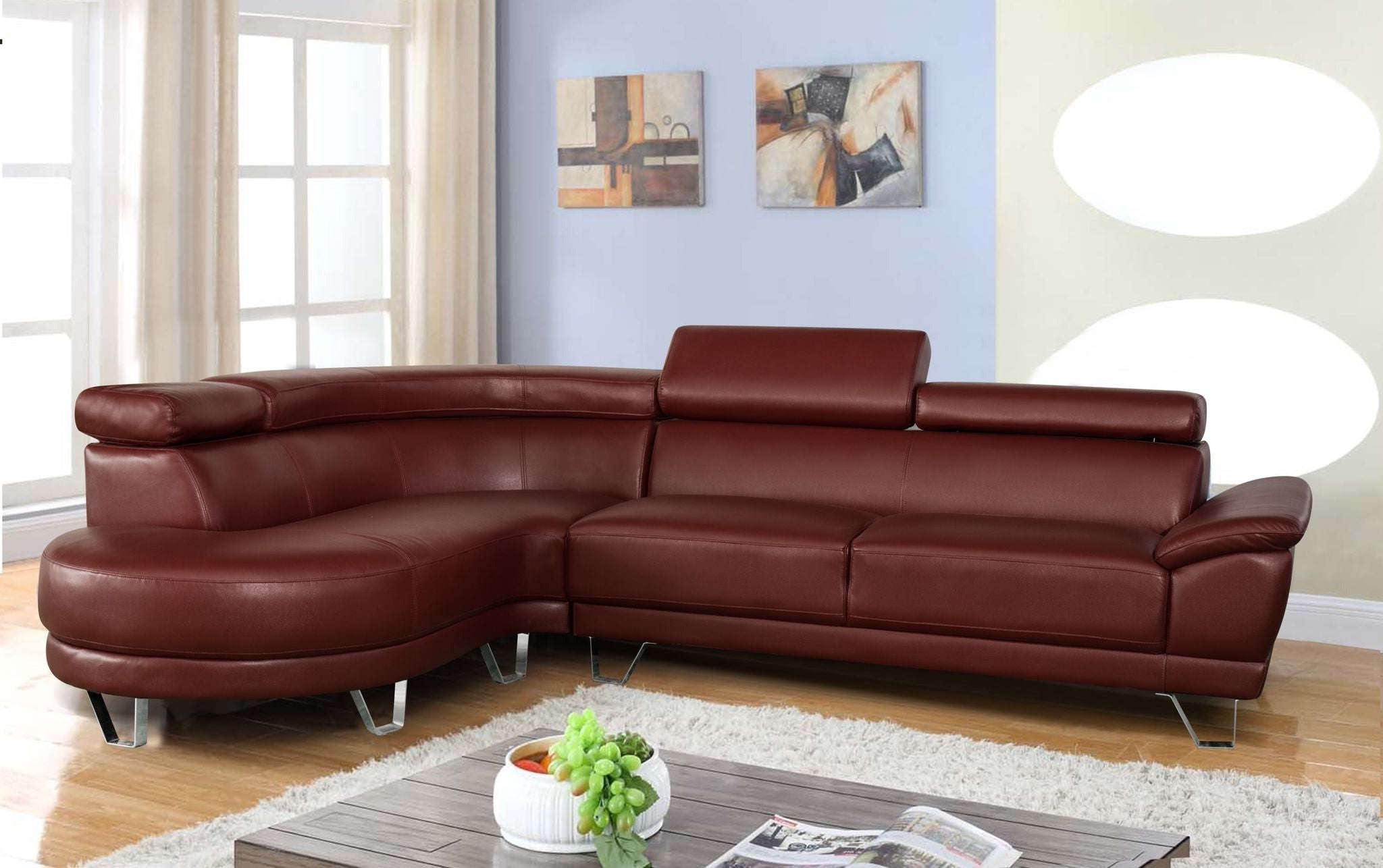 Austin Air Leather Sectional Sofa - Red