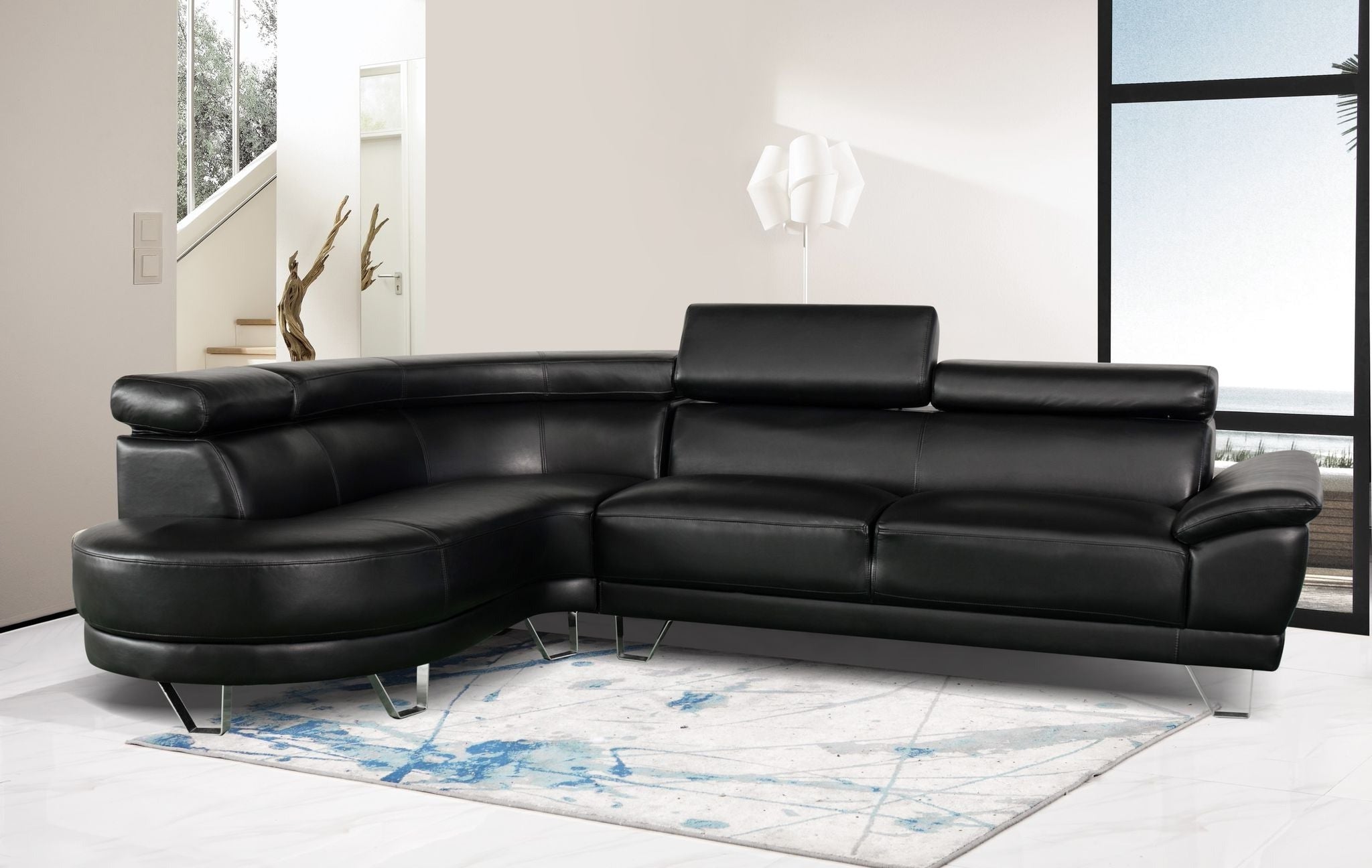 Austin Air Leather Sectional Sofa - Black