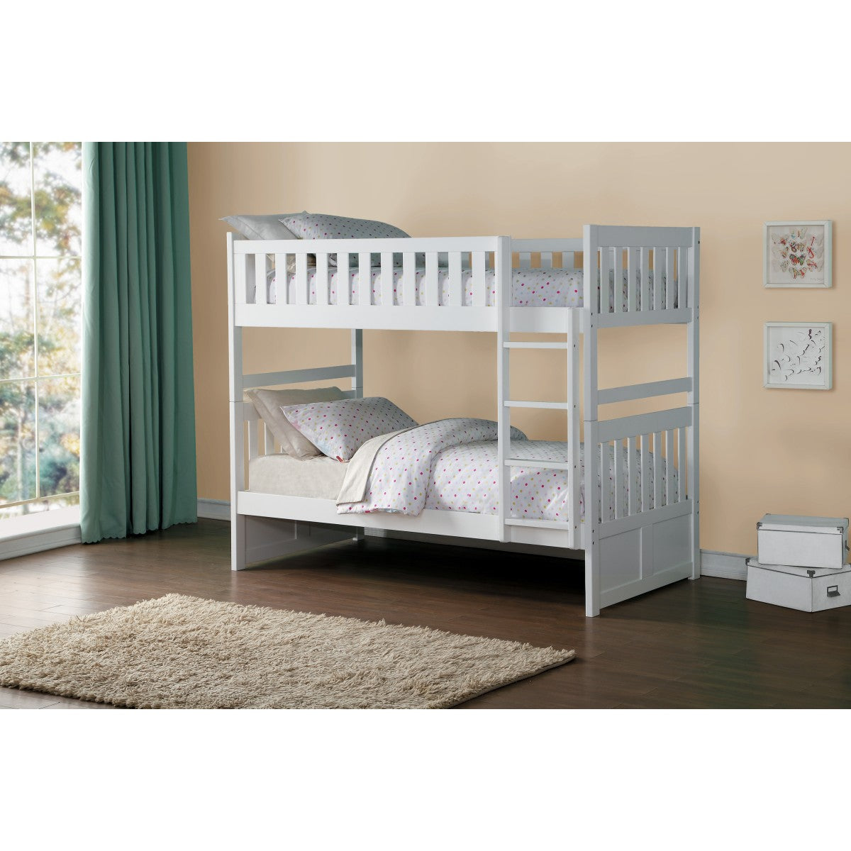 White Galen Twin Bunk Bed B2053W