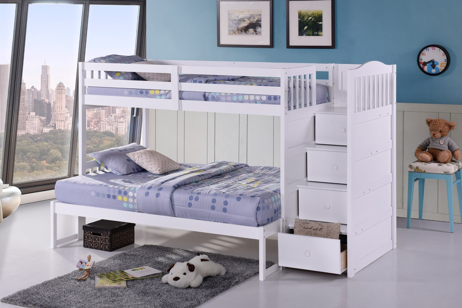 Staircase Bunk Bed - White 5900 Single / Double