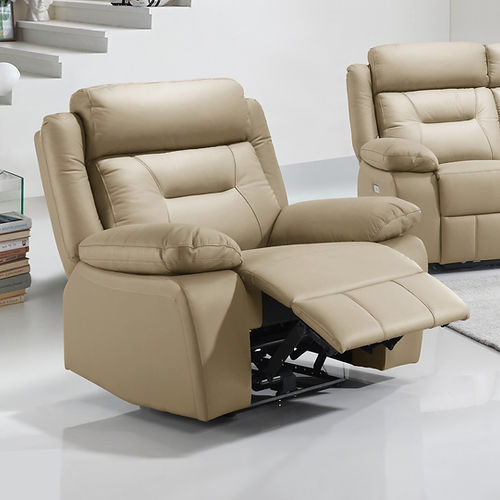 Soft Beige Leather Match Power Recliner Chair with USB Charger IF 8111