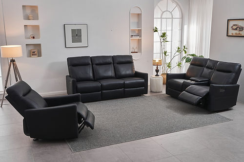 Black Dual Power Recliner Sofa IF-8005