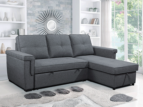 Grey Reversible Fabric Storage Sectional Sofa Bed 9040