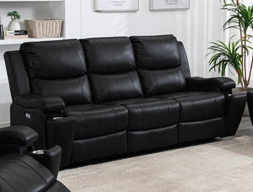 Black Leather Gel Power Recliner Sofa 8032