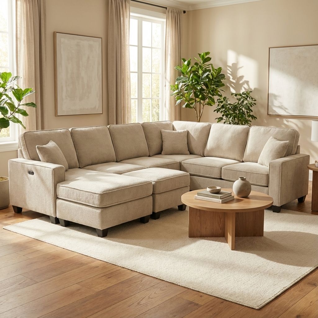 Corbin Toscana Grey Fabric Sectional with Ottoman & Built-in USB 60045