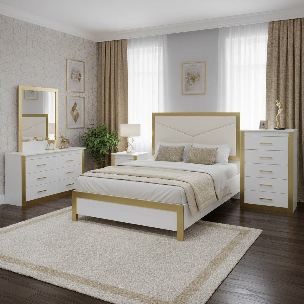 Canadian Made Gilmour Bedroom Set White & Gold