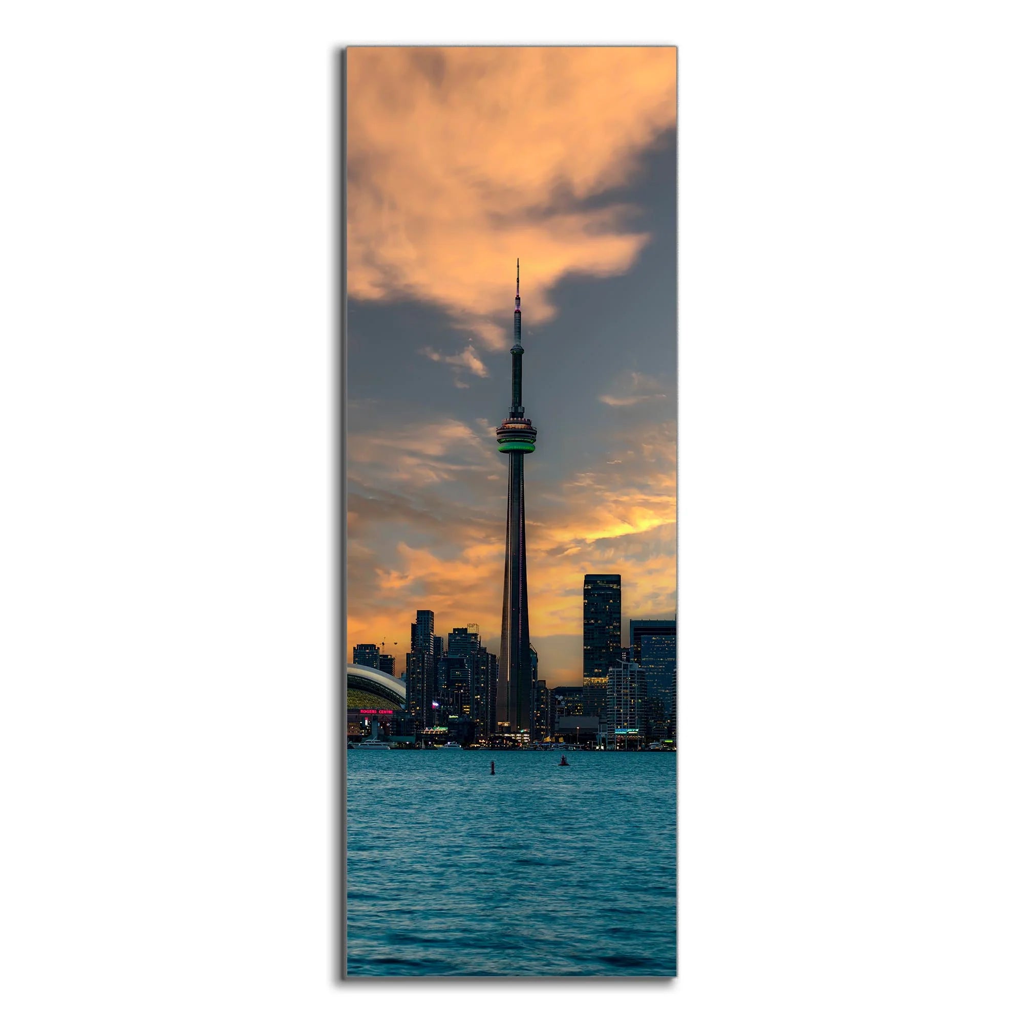 Green CN Tower Toronto Skyline Canvas Art 72" x 24"