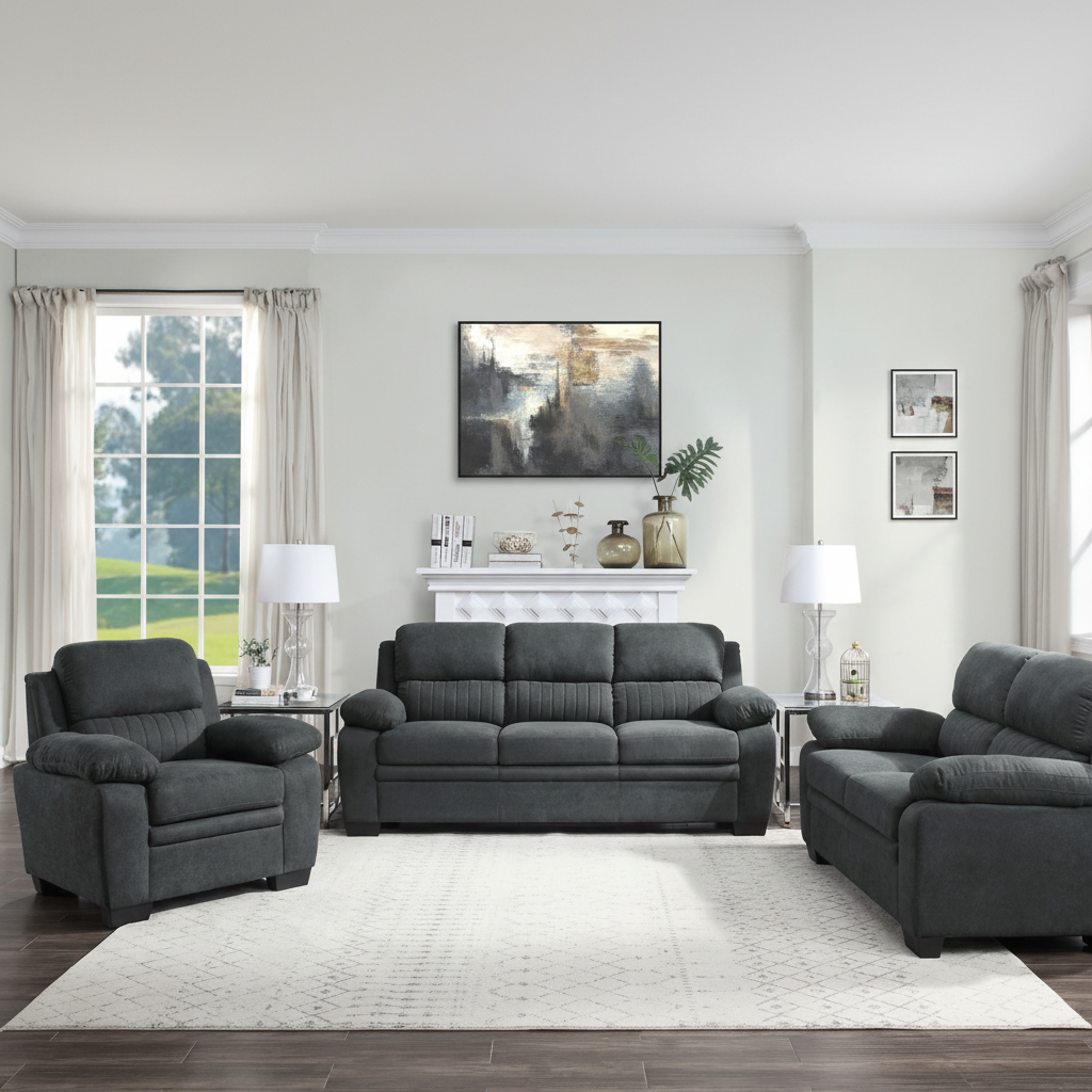 Holleman Sofa Set Dark Grey 9333