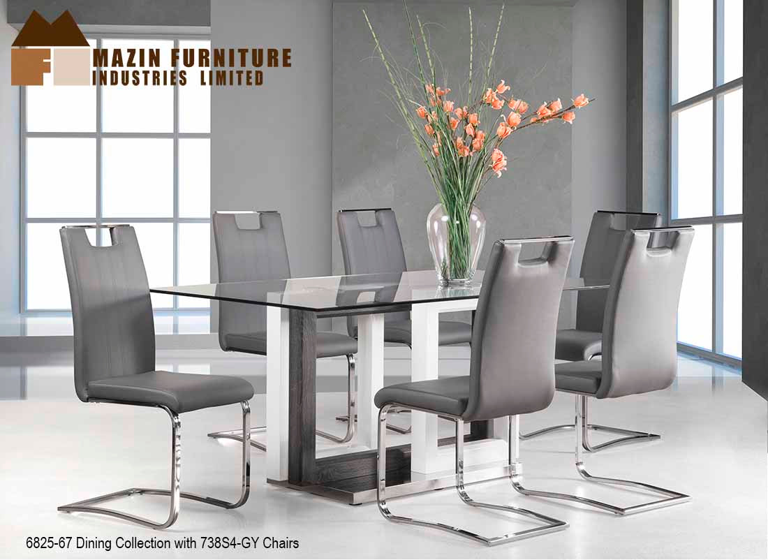 Yves Baxter Glass Dining Table With Grey Chairs 6825 / 738S4
