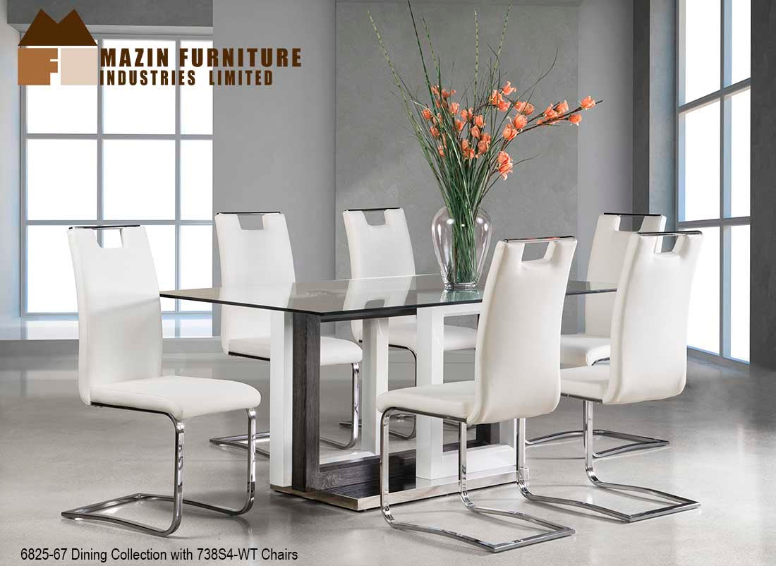 Yves Dining Table with Baxter White Chair Set 6825 738S4