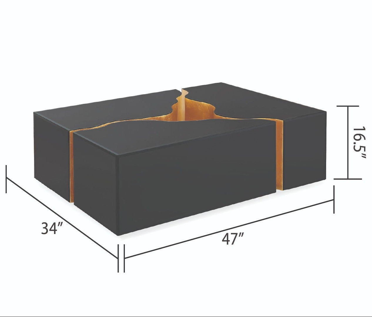 Rectangular fire pit with dimensions labeled on a white background