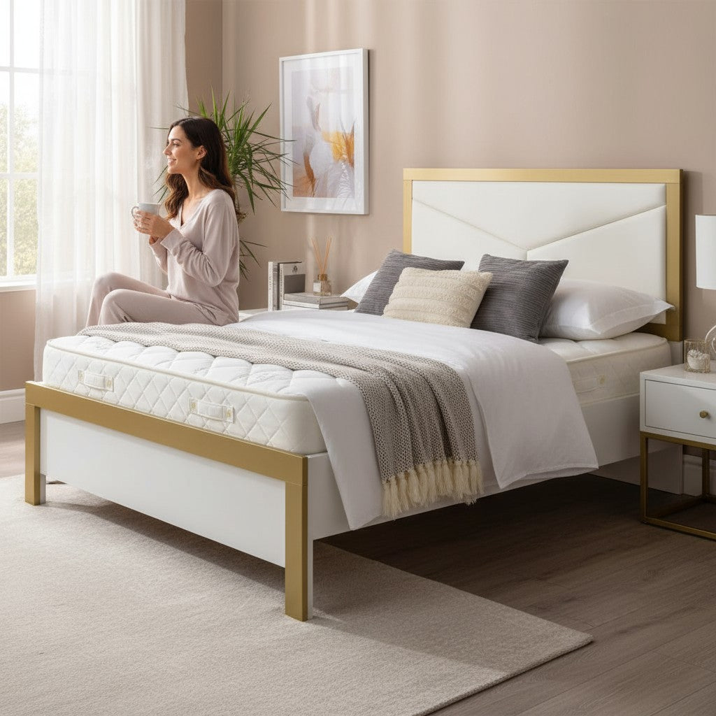 Canadian Made Gilmour Bed White & Gold