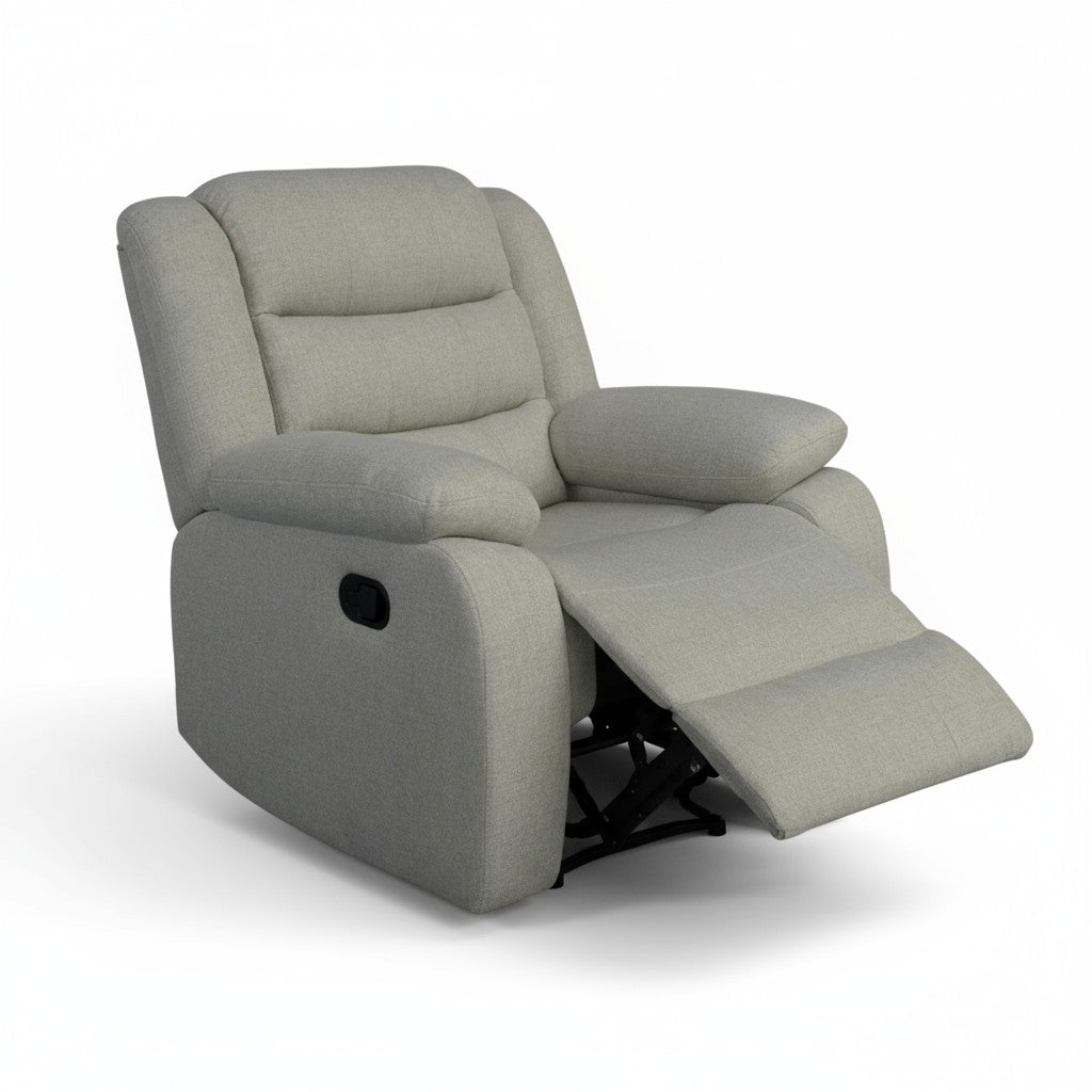 Rowan High Performance Linen Fabric Glider Recliner Chair Grey KM059