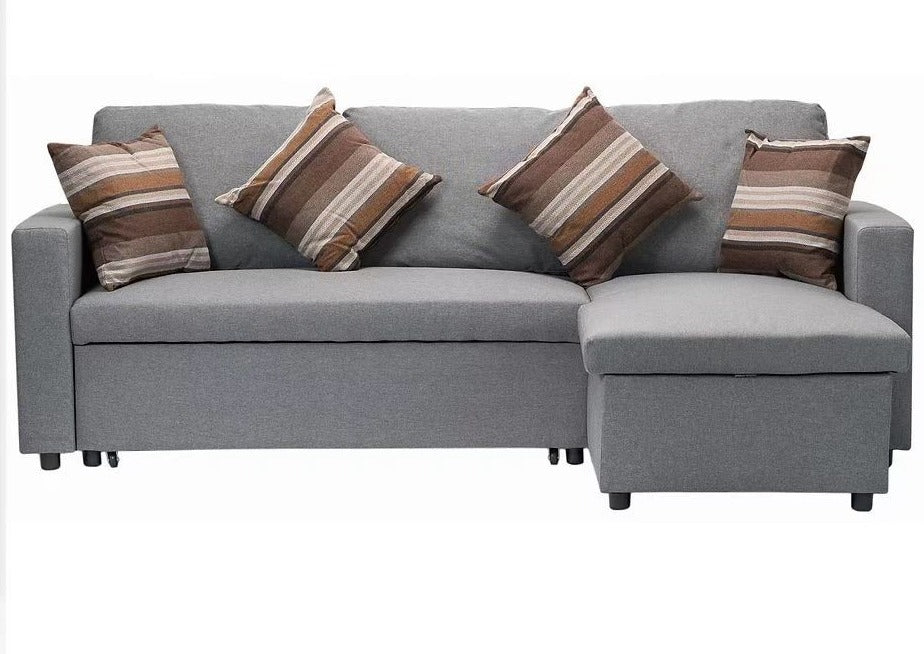 Roy Reversible Sectional Sofa Bed - Fabric Grey