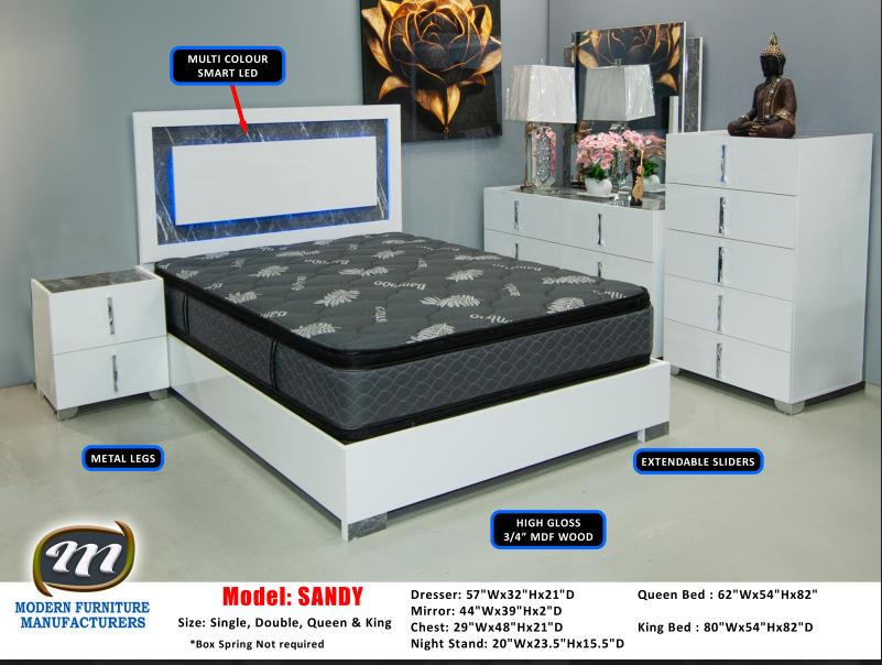 Sandy Canadian Made Italian Style Lacquer Bedroom Collection