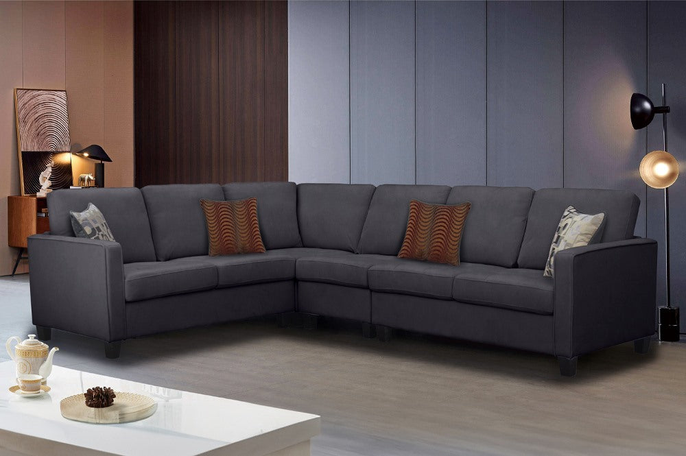 Grey Chenille Fabric Reversible Sectional Sofa T 1235