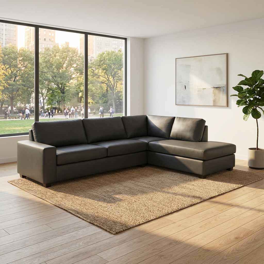 Canadian Made Genuine Leather Match Sectional Sofa 1257