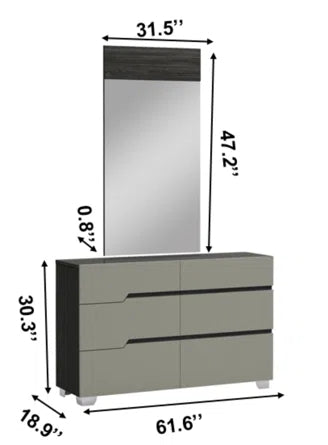 Skylar Grey Lacquer Dresser & Mirror 1051