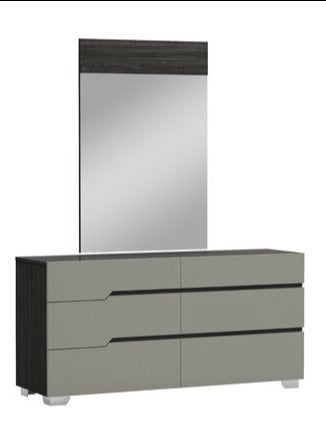 Skylar Gray Lacquer 6PC Bedroom Set With LED Headboard 1051