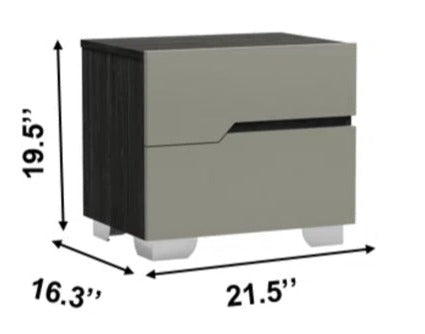 Skylar Gray Lacquer 2 Drawer Night Stand 1051