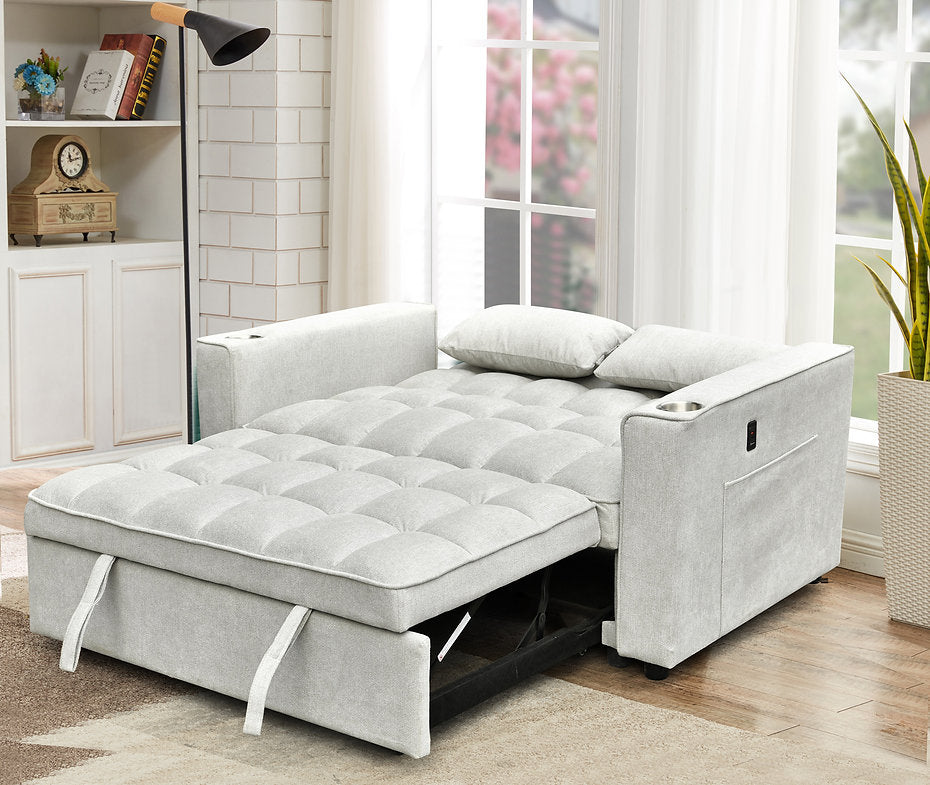 Soft Cream Fabric Sofa Bed 9028
