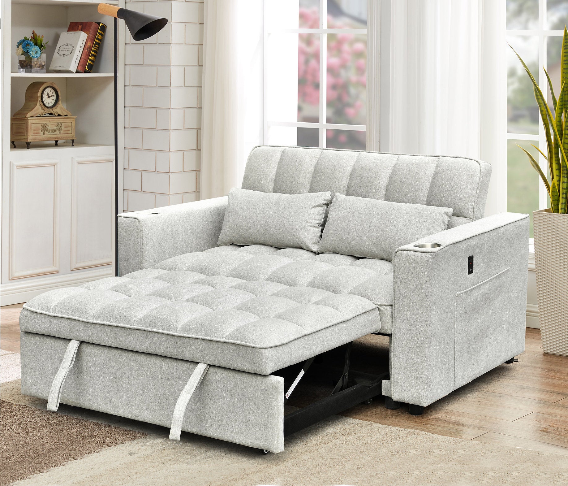 Soft Cream Fabric Sofa Bed 9028