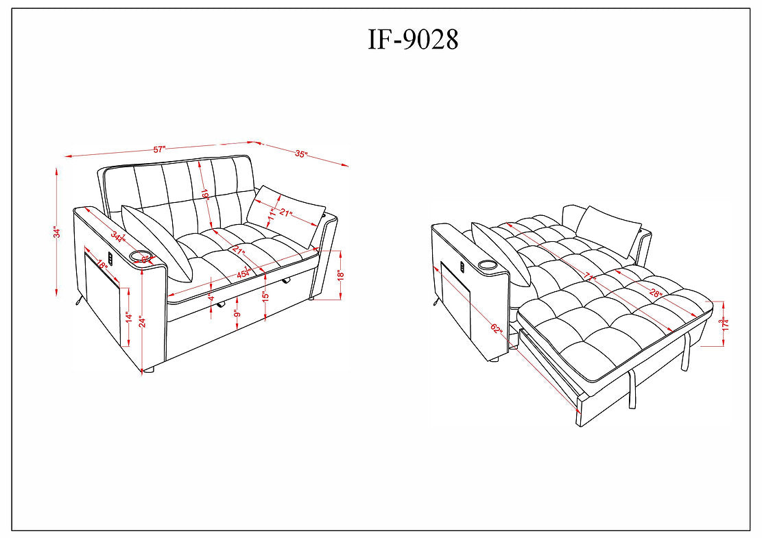 Soft Cream Fabric Sofa Bed 9028