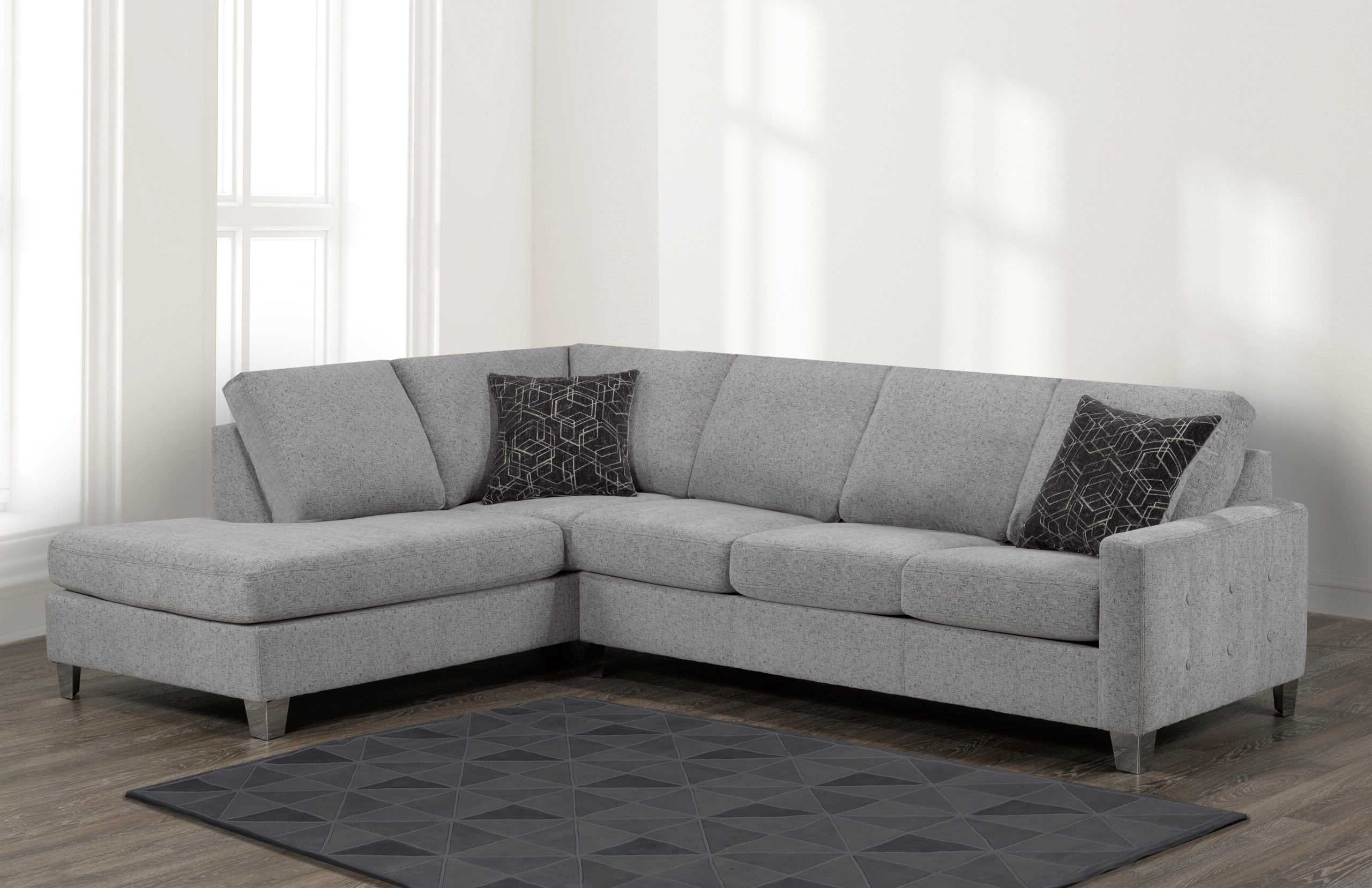 Canadian Made Francesca Ruba Silver Fabric Sectional Sofa 9851