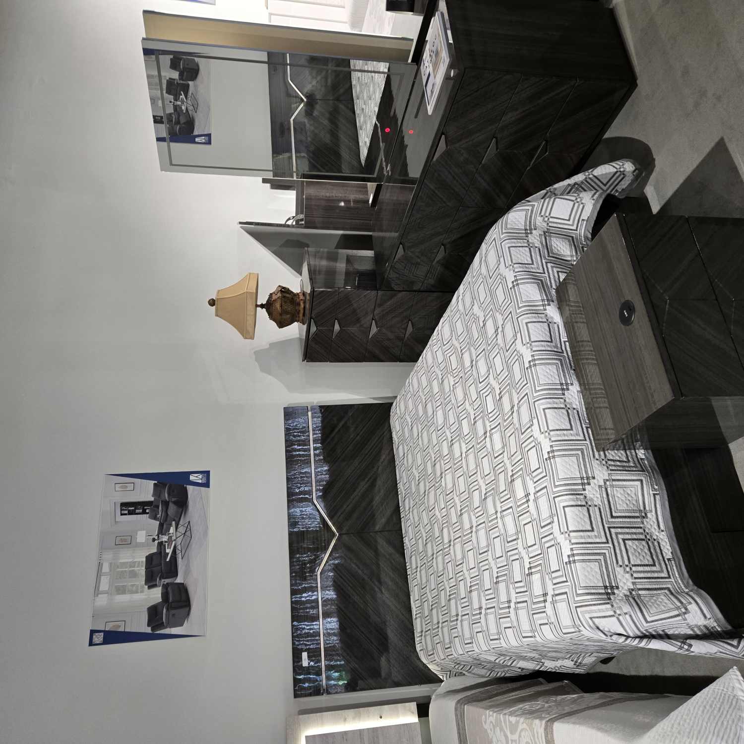 Stark Lacquer LED Bedroom Set Grey Angley B162