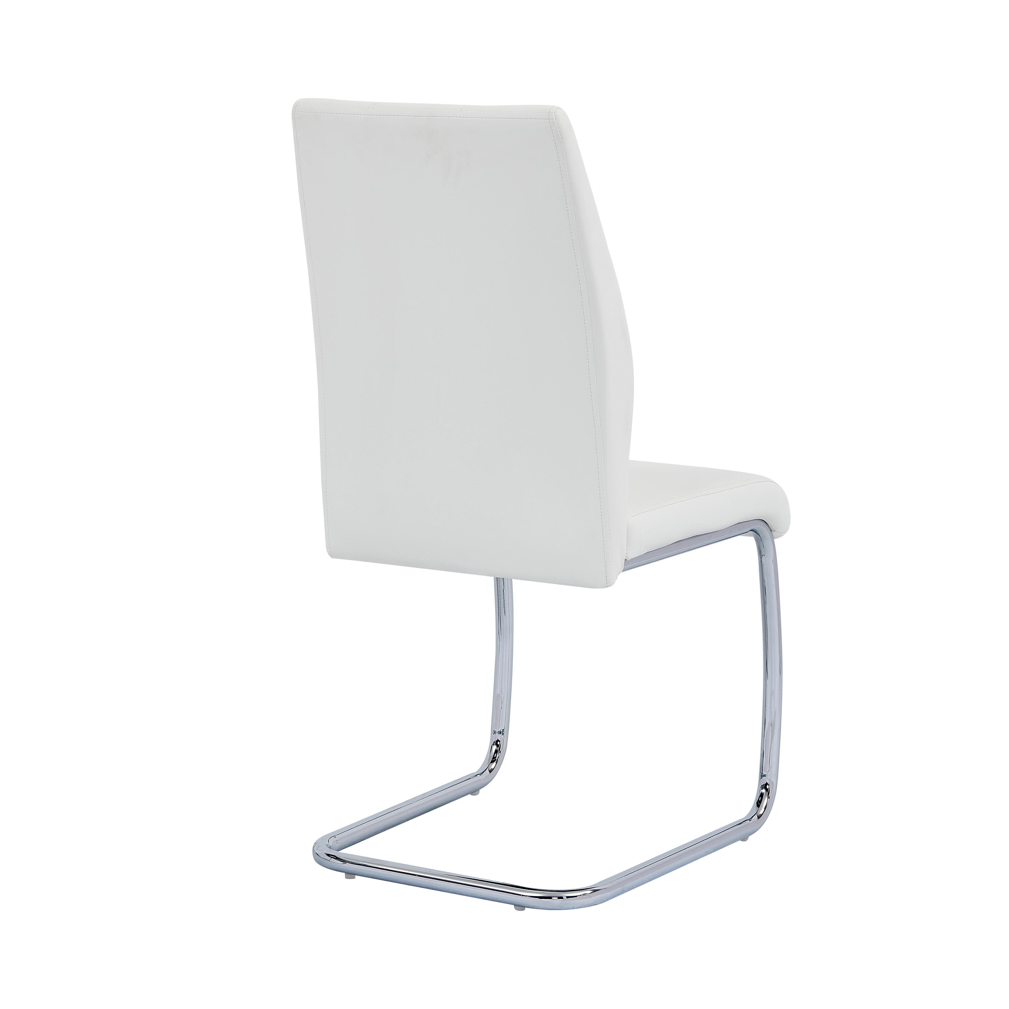 Jane White Dining Chair with Chrome Base - Set of 4