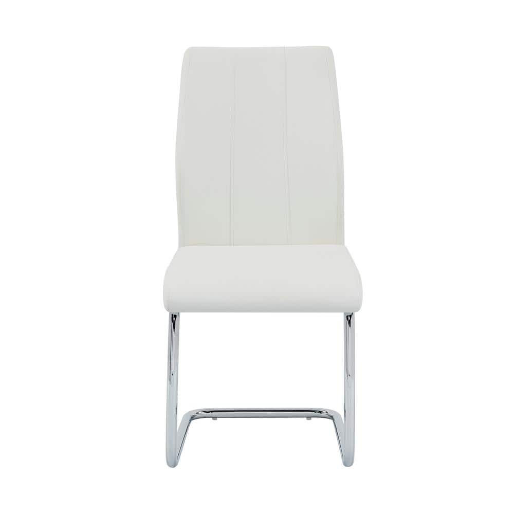 Jane White Dining Chair with Chrome Base - Set of 4