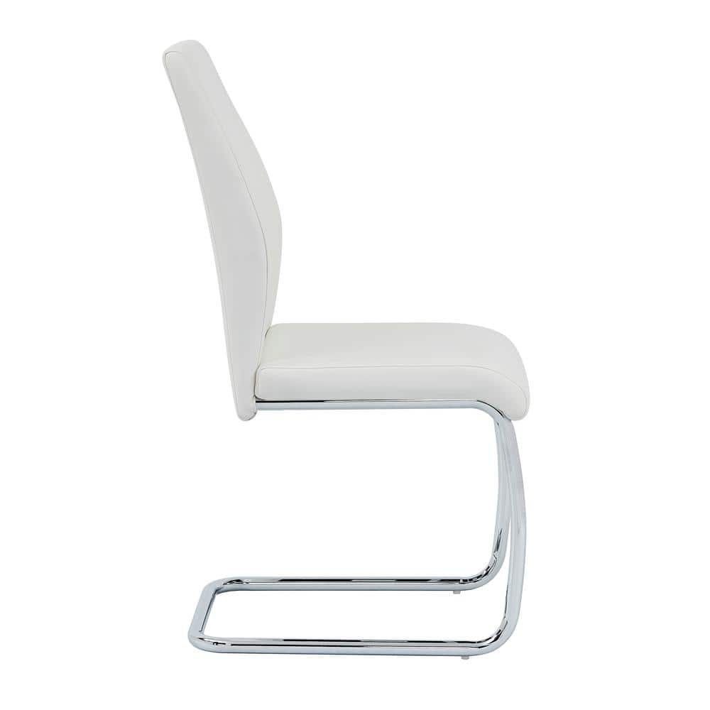 Jane White Dining Chair with Chrome Base - Set of 4