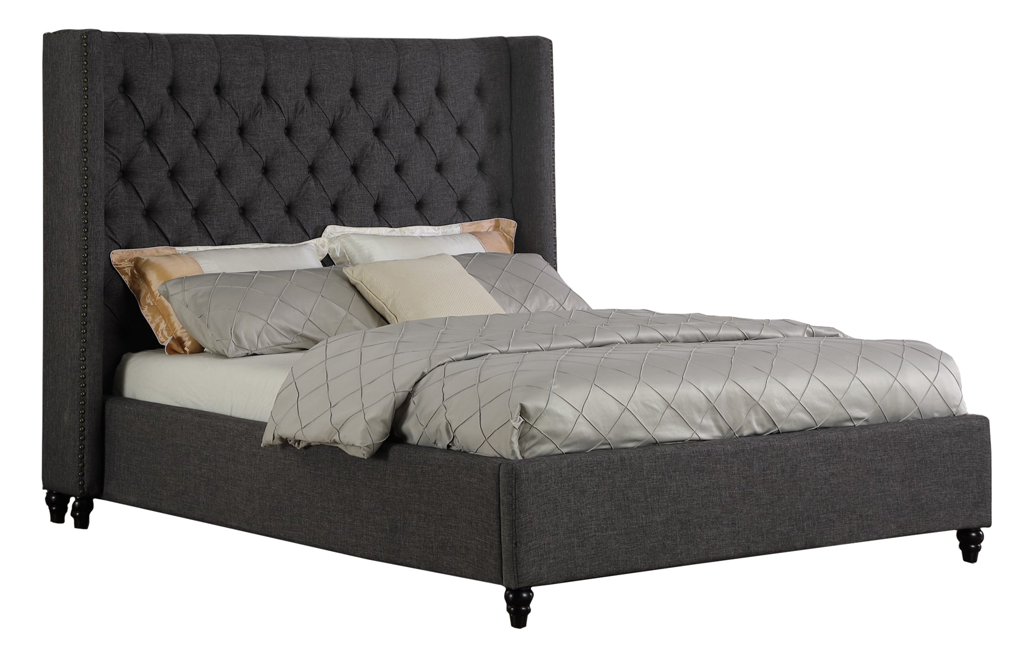 Grey Tufted Platform Bed B1920K-GR